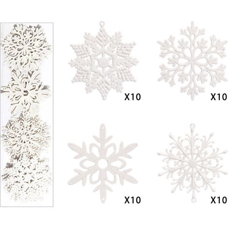 40 Stück glitzernde Schneeflocken, 10 cm, Weihnachtsbaumschmuck zum Aufhängen, Weihnachtsdekoration für Zuhause (1/5)