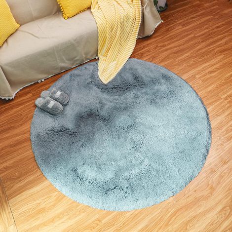 Tapis de Salon Moderne, Tapis de Chambre Rond Super Doux Moelleux Velours Tapis d'intérieur Moelleux Doux Cheveux Longs Coussin de Chaise décoratif Coussin de canapé (Gris, 140x140cm) (1/5)