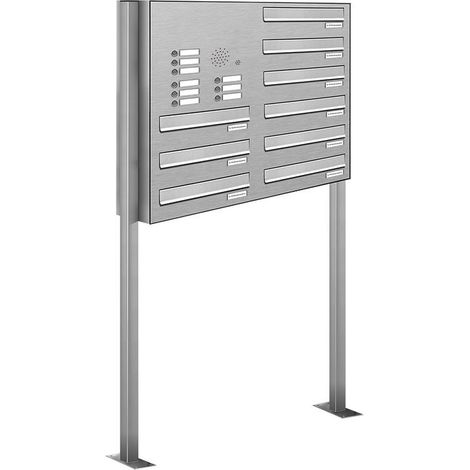 9er V2A Edelstahl Briefkastenanlage Standsystem Freistehend Durchwurf - Klingel (1/5)