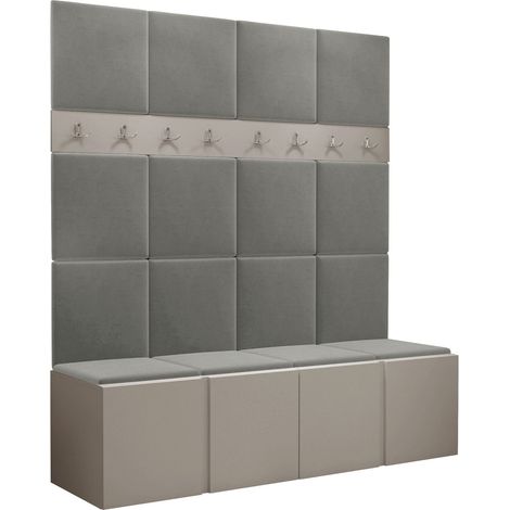 Conjunto para recibidor Pinis V, Polo 894, 186x168x46cm, Aglomerado laminado, Tapiz, Colocada, Montada en la pared (1/5)