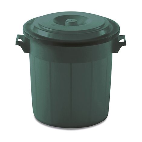 Bidone portarifiuti VERDE industriale 50 litri CON COPERCHIO per alimenti rifiuti pattumiera CON MANICI INTERNO ESTERNO (1/4)
