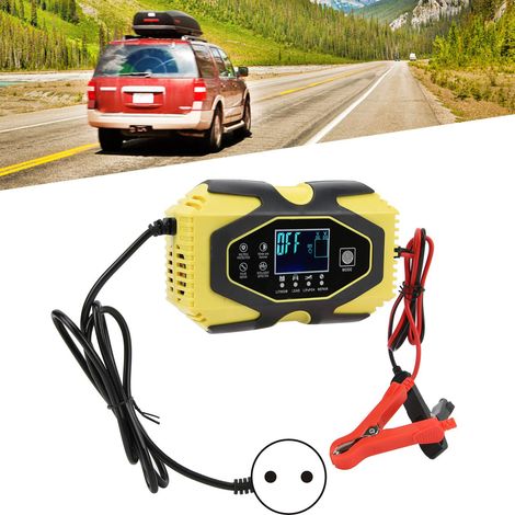 Chargeurs de batteries pour voitures et motos, chargeurs de batteries au lithium et au plomb-acide, réparation de charge avec fonction mémoire (large plage de tension : 100-240 V), norme européenne. (1/5)