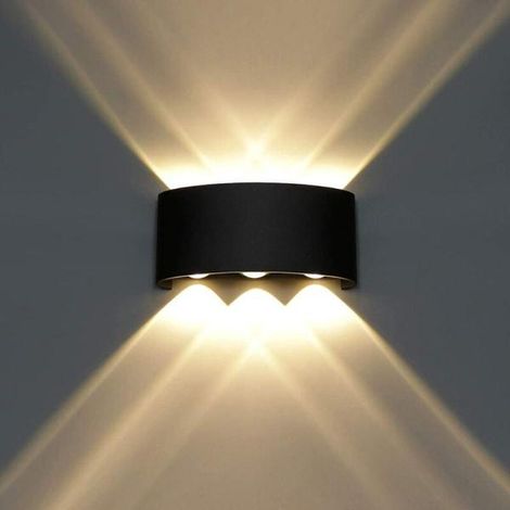 Applique murale LED moderne avec éclairage vers le haut et vers le bas, étanche, en aluminium, pour intérieur et extérieur (salle de bain, porche, chambre). (1/4)