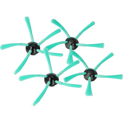 vhbw 4x Seitenbürste kompatibel mit Vorwerk Kobold VR300, VR-300, VR-200, VR-7, VR200, VR7 Saugroboter - Reinigungsbürsten Set, schwarz / grün
