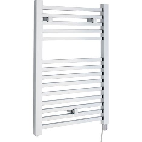 Sugnall Electric Vertical Square Towel Rail with 14 Rails - 690mm x 500mm - 200 Watt - Chrome