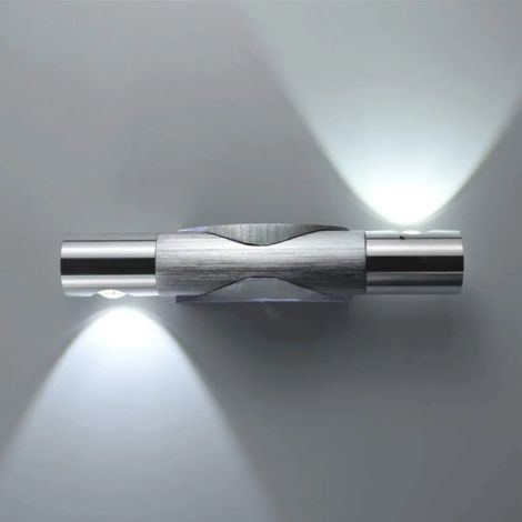 Moderne Aluminium-Wandleuchte, 6 W, Innenbeleuchtung, 360° drehbar, nach oben und unten schwenkbar, für Schlafzimmer, Flur, Wohnzimmer, Hotel, Kaltweiß [mit Leuchtmittel] [Energieklasse] A,++]