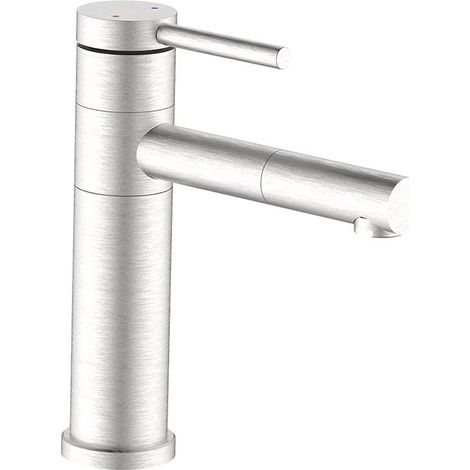 Miscelatore lavabo in acciaio spazzolato con bocca orientabile 360° - Serie Spring (1/5)