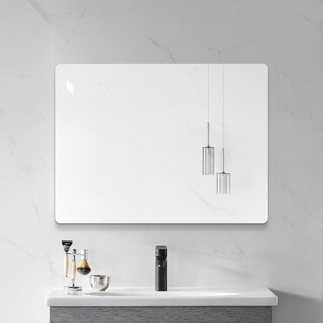 Specchio da parete senza cornice 100×75 cm – Specchio da bagno HD senza rame, specchio moderno per toeletta/camera da letto/ingresso, specchio decorativo da appendere in verticale o in orizzontale con