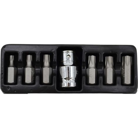 Juego de Puntas Torx Awtools 7 piezas T25 - T55 + adaptador Black Line, herramienta de alta calidad, ideal para tornillos Torx, duraderas, resistentes y versátiles