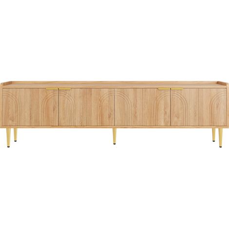 MDF-TV-Lowboard mit Strukturtüren, Gold-Details und Kabeldurchführung 170x35x47,5 cm (1/5)