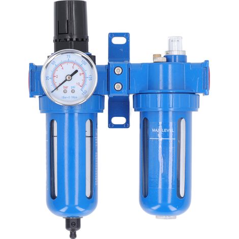 Régulateur filtre et lubrificateur en alliage de zinc haute dureté séparateur d'eau compresseur 2 étapes avec filtre air 1/2 pouce NPT (1/5)