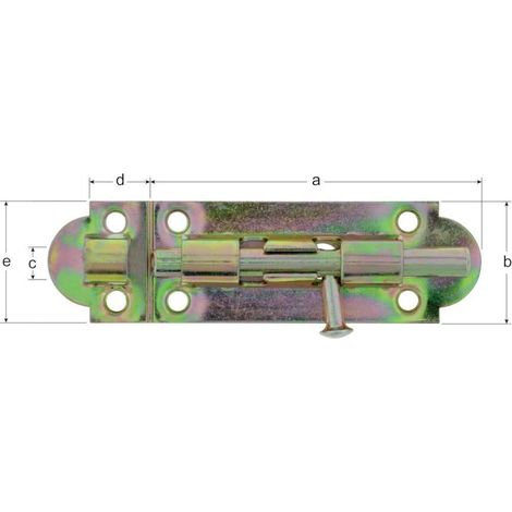 Targette avec poignée bouton et sans ressort passivé platine 100 x 30 mm boulon Ø 8 mm