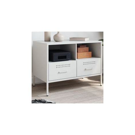 Meuble TV blanc 68x39x50,5 acier laminé à froid (1/5)