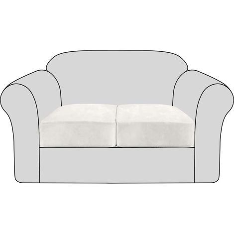 Housse de Coussin Velours Coussin de canapé Housse de Protection pour Meubles Housse de siège de canapé pour canapé Velours 1 Place pour Chaise (2 PCS,Ivoire) (1/5)