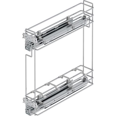 Emuca – Porte-bouteilles extractible 8977411 – Module 150mm – Acier chromé avec fermeture amortie – Capacité 30kg – Pour meubles bas de cuisine