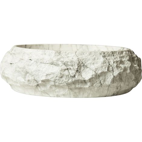 Bassin ovale irrégulier en résine de, 50 cm, pour maison et usage quotidien, ivoire, sans robinet, aiguille style artistique
