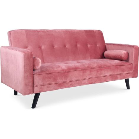 Canapé convertible clic-clac scandinave Slow Velours Rose