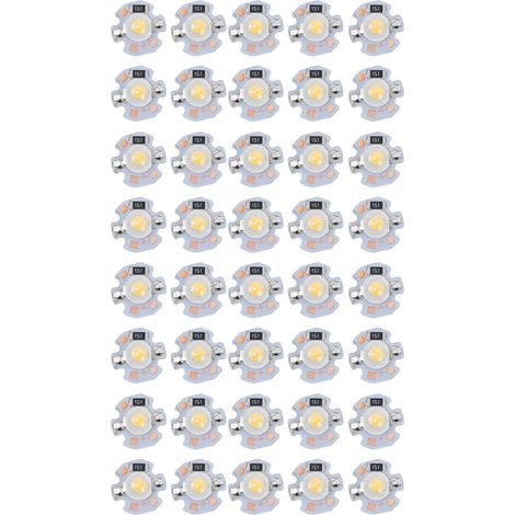 40 pièces de LED 1W 24V, base aluminium 16mm, faible consommation pour lampes torches et phares, lumière chaude (1/5)