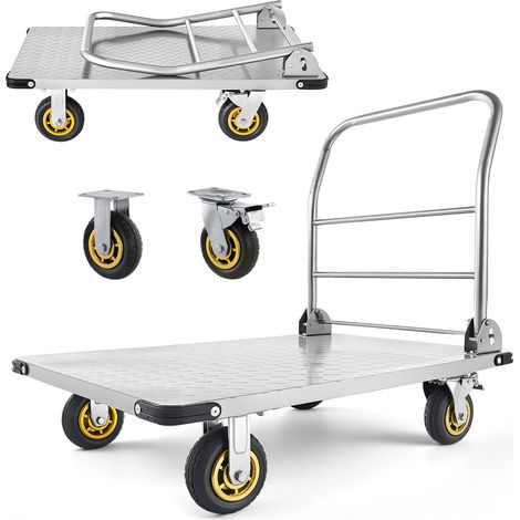 Mophorn Carro plataforma plegable de acero 90 x 60 cm, carretilla de transporte con capacidad de carga de 907,18 kg, carrito portaequipajes con ruedas de 145 mm, ideal para uso doméstico y mudanzas (1/5)