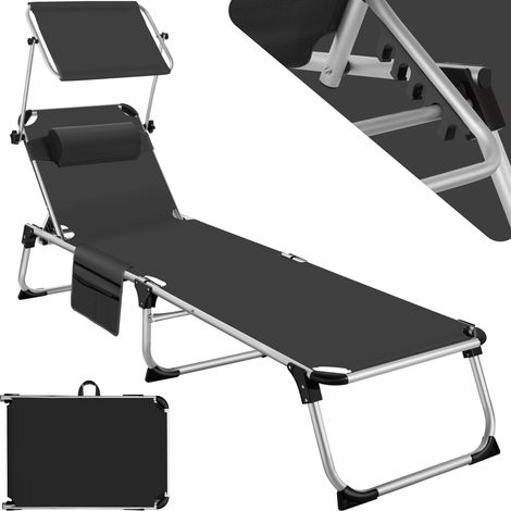 Bain de soleil pliable avec oreiller dossier réglable 6 positions noir (1/5)