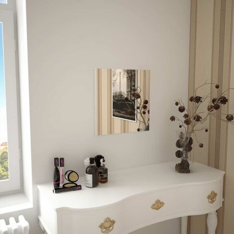 FITLAB-Miroir mural rectangulaire 60 x 40 cm, cadre en bois naturel, idéal pour la salle de bain, salon ou chambre (1/5)