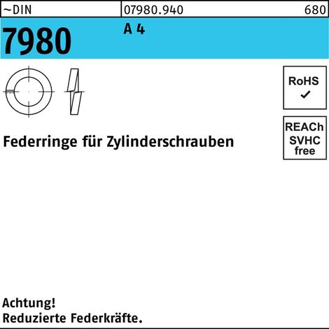Federring DIN 7980 f.Zylinderschrauben 6 A 4 1000 Stück