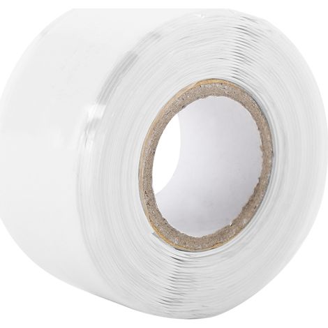 Ruban électrique en caoutchouc de silicone auto-fusionnant, réparation de joint étanche pour tuyau d'eau (blanc) (1/4)