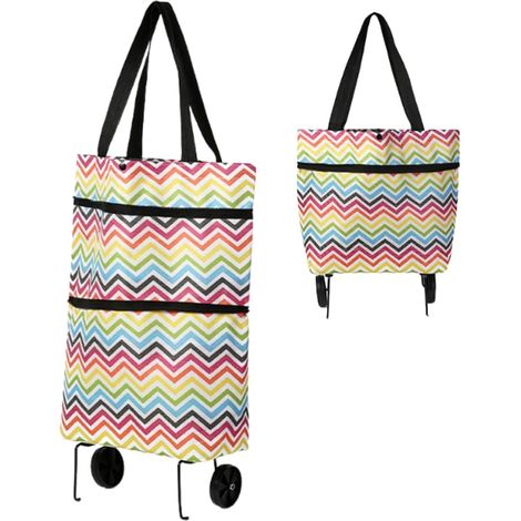 Foldable Shopping Bag with Wheels, 2 in 1 Oxford Shopping Trolley Bag, Multifunctional Foldable Shopping Trolley for Easy Storage, Kitchen Birthday (1/5)