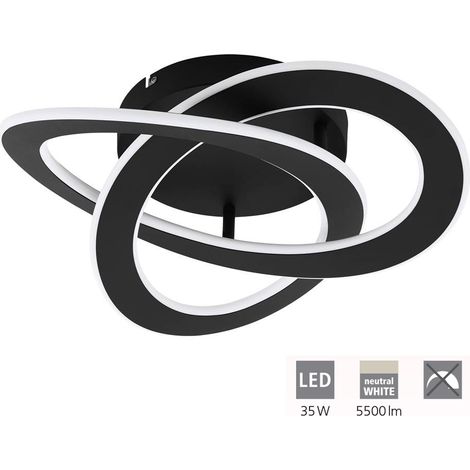 Plafoniera Moderna Rolimare Alluminio Nero Luce Led Integrato 35W (1/5)