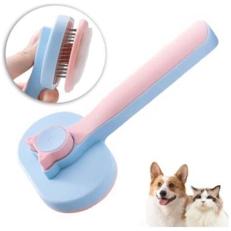 Brosse pour animaux (bleue et rose) - Non spécifiée - Autonettoyante - Poils doux - Convient aux chiens et aux chats (1/4)