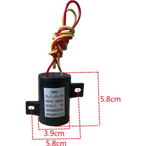CBB60 12UF8UF450V Anlaufkondensator für vollautomatische Waschmaschinen mit festen Löchern, geeignet für Aucma und Meiling. (1/3)