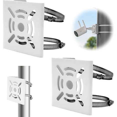 Support de mât vertical pour caméra CCTV, fixation métallique renforcée avec deux colliers réglables, universelle et robuste, montage sur perche, durable et épais. (1/5)