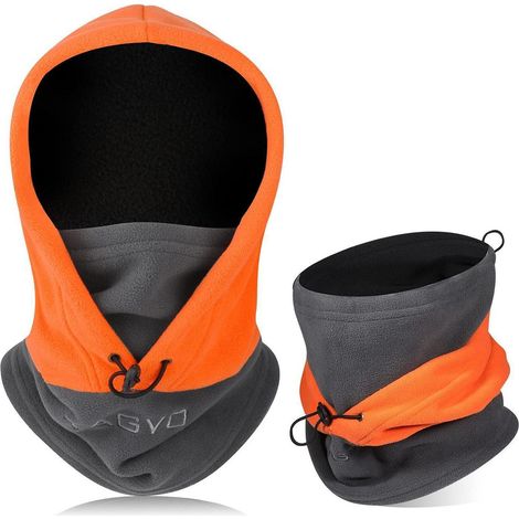 Sturmhaube Thermo-Fleece winddicht Unisex Grau/Orange für Wintersport (1/5)