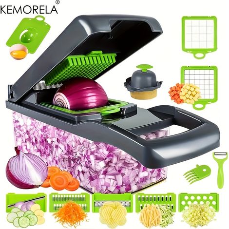 Trancheuse multifonctionnelle 16 en 1 pour fruits et légumes, en acier inoxydable (1/5)