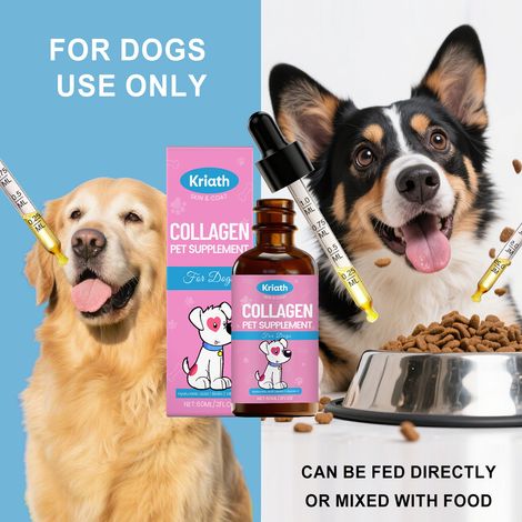 Gouttes de collagène pour chiens - Soin quotidien, complément alimentaire pour le confort articulaire - 60 ml (1/5)