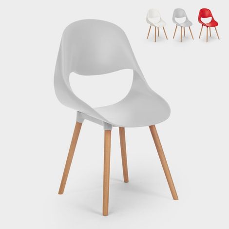 Stühle für Küche und Bar Polypropylen Holz Modernes Design Shell - Grau