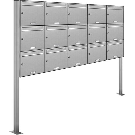 15er Edelstahl Standbriefkasten Anlage Freistehend (1/5)