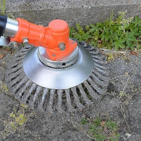 Brosse métallique de 200 mm pour jardin, coupe-bordures, tondeuse à gazon, outil de débroussailleuse, tête de coupe-bordures, brosse désherbante de 20 cm (8 pouces) - taille (1/5)