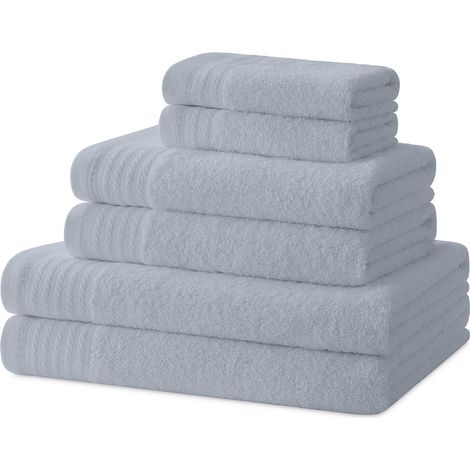 Serviettes de Bain - Ensemble de Serviettes - 2 Serviettes de Douche, 2 essuie-Mains et 2 Serviettes de Bidet - 100% Coton - 480 g/m2-2-30X50 / 2-50X100 / 2-65X130 - Gris (1/5)