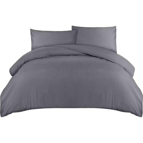 Juego de ropa de cama de 220 x 240 cm con funda nórdica y 2 fundas de almohada de 50 x 75 cm (gris) - Juego de ropa de cama de 220 x 240 cm - Juego de funda nórdica de microfibra suave cepillada (1/5)