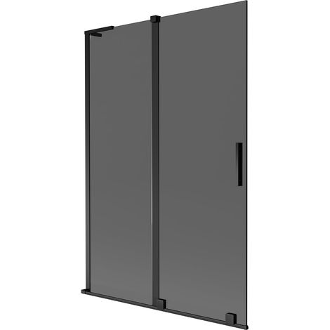 Mexen Velar L paratia vasca da bagno scorrevole a 2 ante 120 x 150 cm, grafite, nero - 896-120-003-41-70 (1/5)