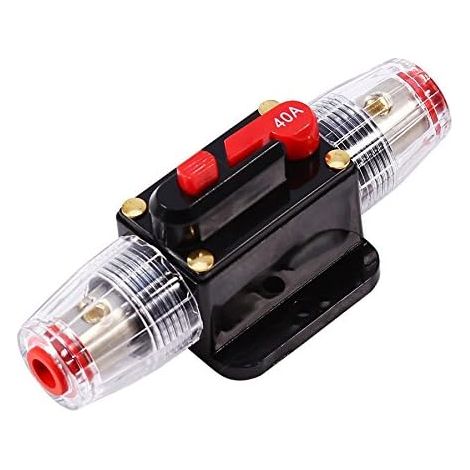 Sollbry 40A Car Audio Inline Leistungsschalter Reset Schalter Sicherung für Auto Boot Automotive Audio System Schutz (Schwarz) (1/3)