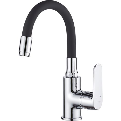 Waschtischarmatur aus schwarzem Chrom mit flexiblem Auslauf (1/2)
