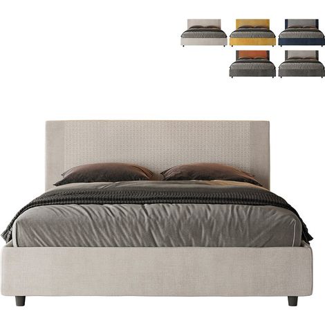 Lit-coffre double 160x190 avec conteneur en tissu Rosal Norris Labirinto Couleur: Blanc - Version: Modèle standard (1/5)