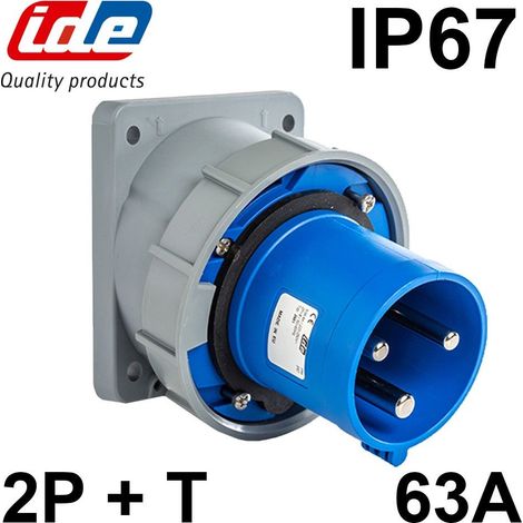 Prise Male Encastrable 63a Monophasé 220v - 2p+t - étanche Ip67 - Ide (1/3)