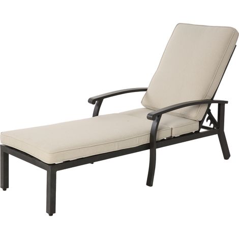 Tumbona de exterior de aluminio con cojín beige y respaldo ajustable en 5 posiciones (1/5)