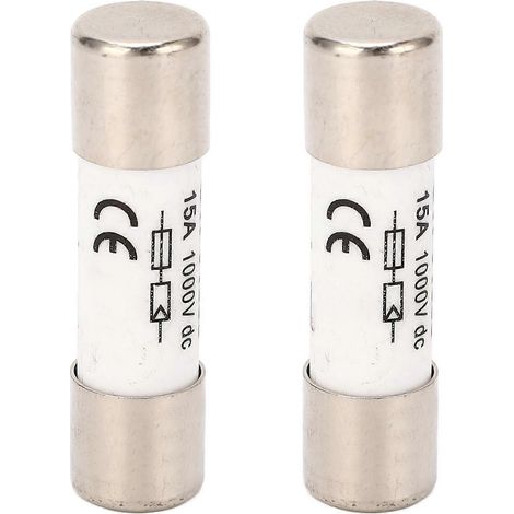 2 fusibles photovoltaïques, pouvoir de coupure de 20 kA, protection contre les courts-circuits, 1000 V CC, 15 A (1/4)