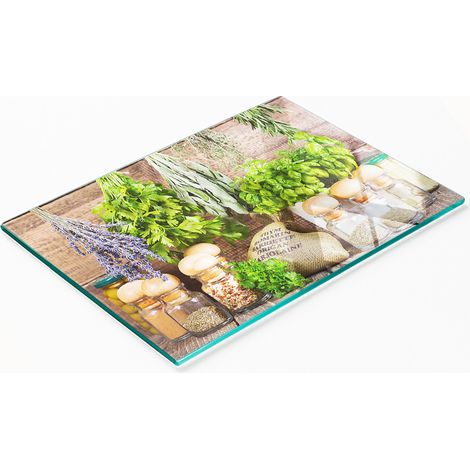 Tagliere e vassoio decorativo in vetro con cordino per erbe aromatiche 80x52 cm (1/5)