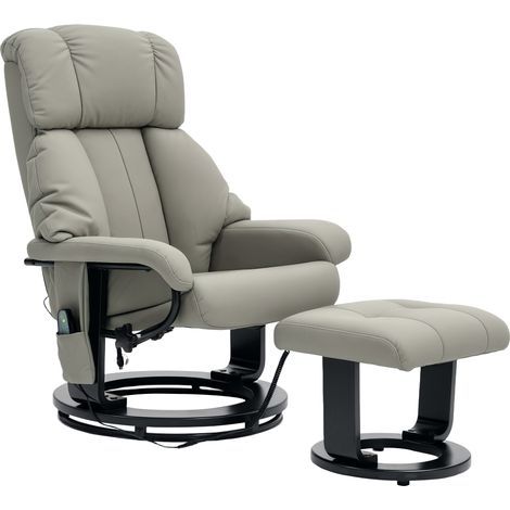 Relaxsessel Massagefunktion Fernsehsessel mit Seitentasche, Kunstleder, Grau (1/5)