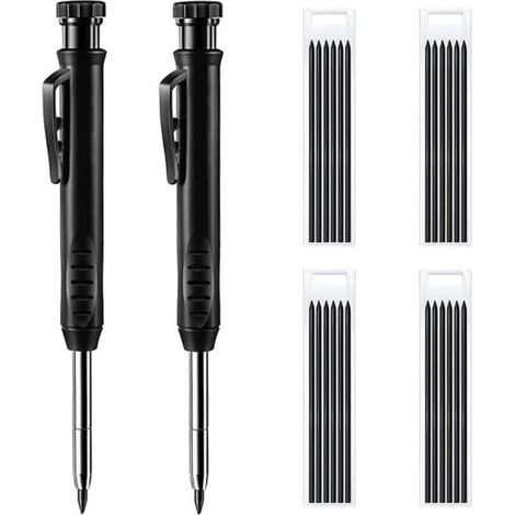 Crayon de charpentier avec taille-crayon, ensemble de crayons mécaniques avec 20 recharges, marqueurs pour trous profonds, crayons de construction robustes pour le travail du bois, pour architecte (no (1/4)